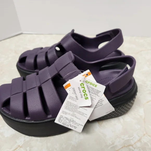 New Crocs Stomp Fisherman Sandal Unisex Size Men 5 / Women 7 Dark Purple - Picture 9 of 10